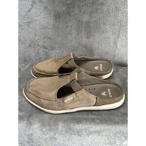 Crocs Shoes Women’s 10 Walu Mule Sandals Tan Slip On Canvas Casual 200034